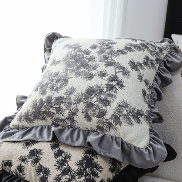 SOGA 2X 45cm Gray Floral with Ruffle Trim - Image 3