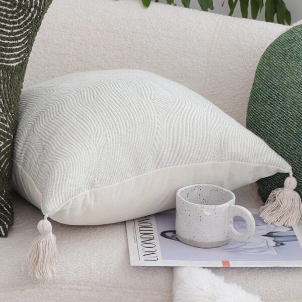 SOGA 2X 45cm Minimalist Cream Tassel Pillowcase with tassels - Image 3