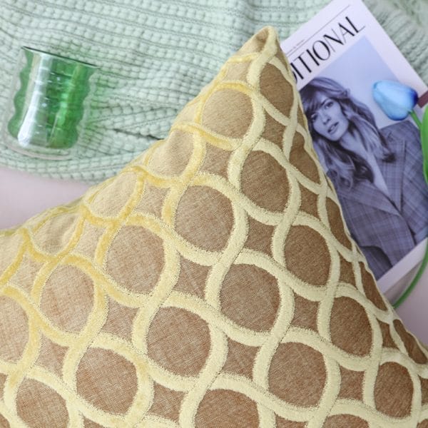 SOGA 2X 45cm Geometric Lattice Pillowcase (Yellow)