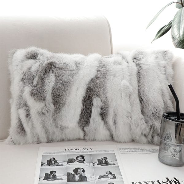 SOGA 2X 30x50cm Luxury Faux Fur Pillowcase (Gray/White) - Image 3