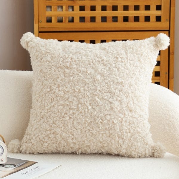 SOGA 2X 45cm Luxe Cream Bouclé Pillowcase - Image 3