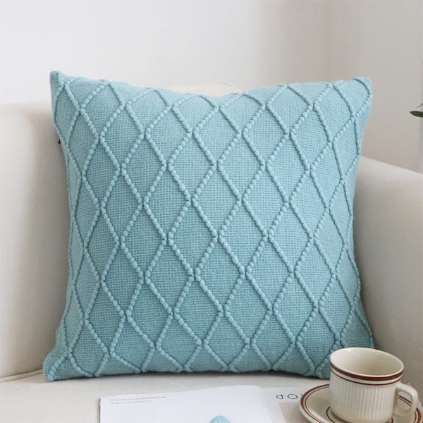 SOGA 2X 45cm Sky Blue Diamond Knit Pillowcase - Image 3