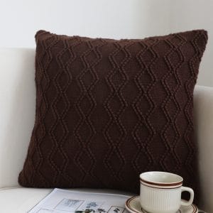 SOGA 2X 45cm Deep Chocolate Brown Diamond Knit Pillowcase