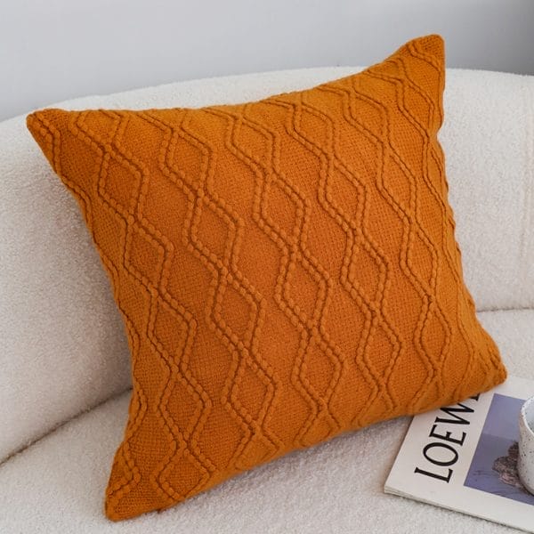 SOGA 2X 45cm Burnt Orange Diamond Knit Pillowcase - Image 3