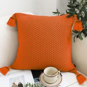 SOGA 2X 50cm Chunky Knit Pillowcase (Coral Orange)
