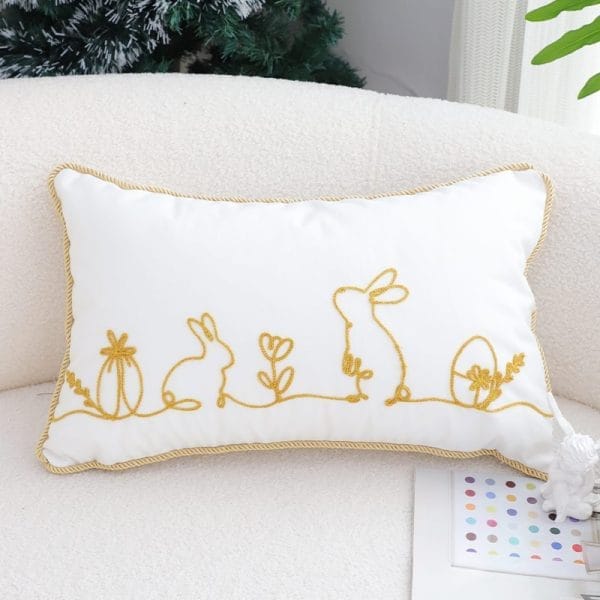 SOGA 2X 30x50cm Elegant White Easter Embroidered Pillowcases - Image 3