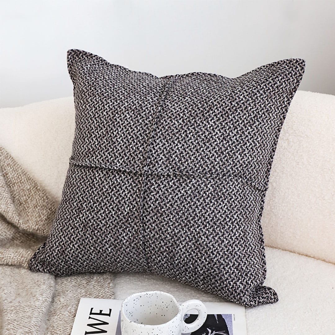 SOGA 2X 45cm UrbanWeave Charcoal Tweed Pillowcase - Image 3