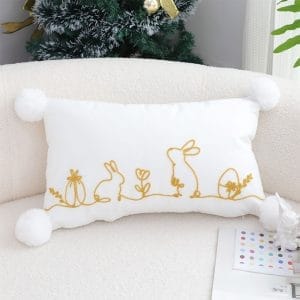 SOGA 2X 30x50cm Whimsical Bunny Embroidered Pillowcase