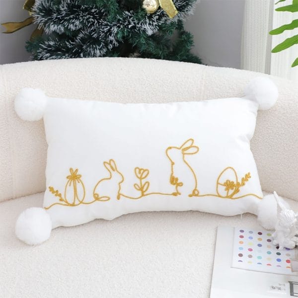 SOGA 2X 30x50cm Whimsical Bunny Embroidered Pillowcase