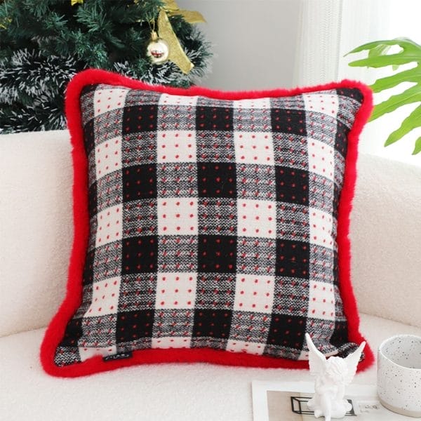 SOGA 2X 45cm CozyFest Square Buffalo Plaid Fleece Pillowcase - Image 3