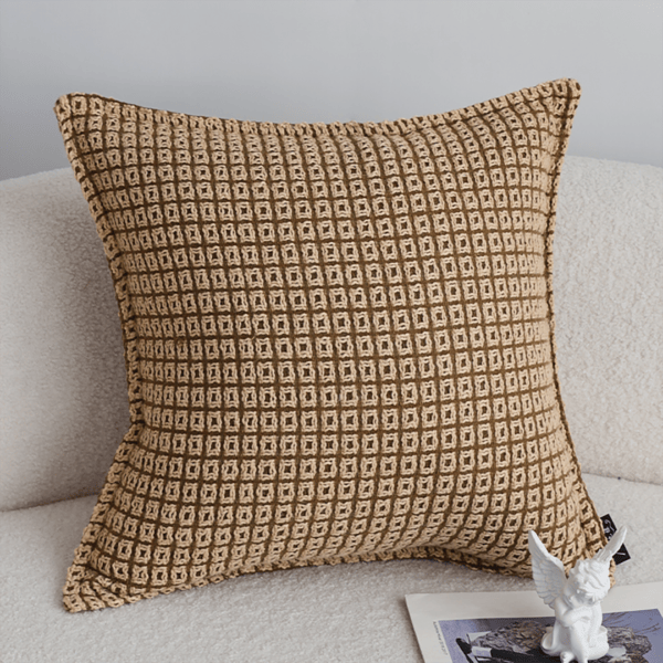 SOGA 2X 45cm Cozy Brown Geometric Knit Polyester Pillow Cover - Image 3