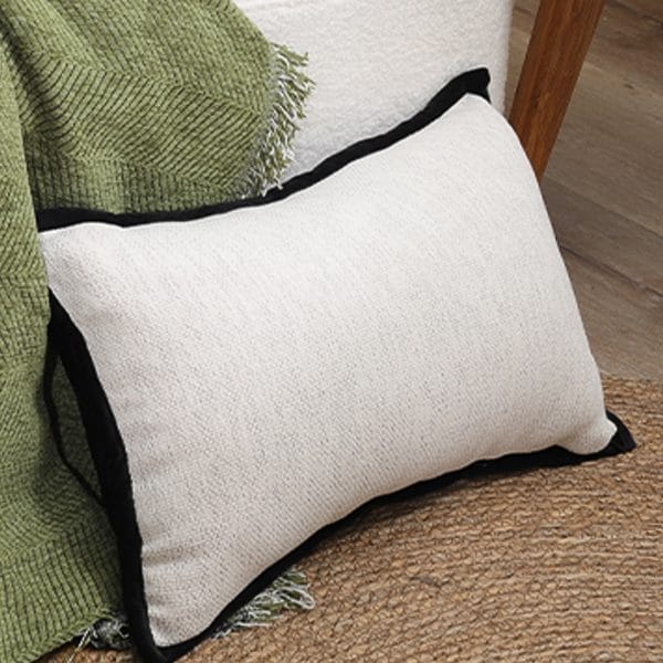 SOGA 2X 30x50cm Olive Green Minimalist Lumbar Pillowcase with Black Trim - Image 3