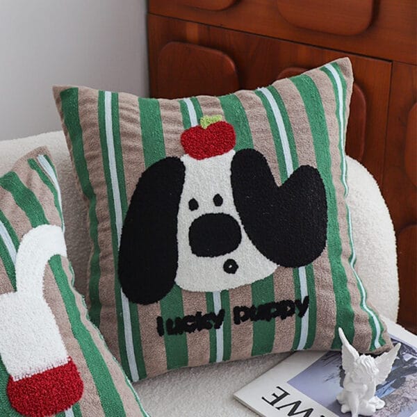 SOGA 2X 45cm Christmas Dog Pillow Cover - Holiday Striped Pillowcase - Image 4