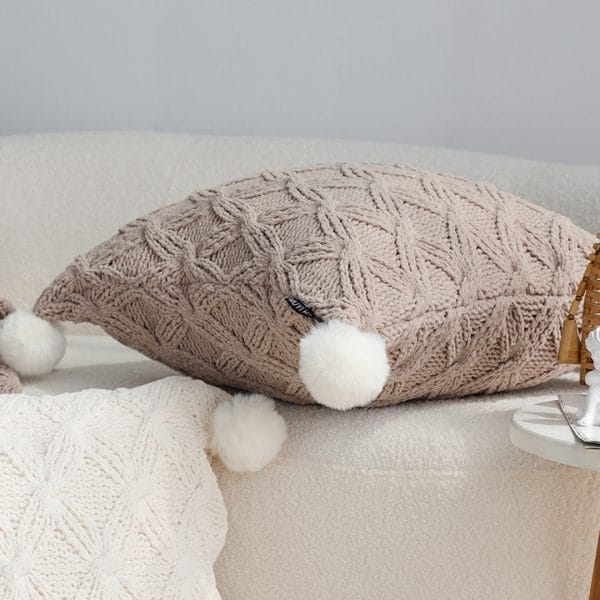SOGA 2X 45cm Diamond Knit Texture Brown Throw Pillowcase - Image 4