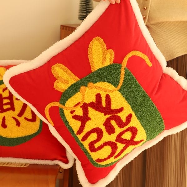 SOGA 2X 45cm “Lucky Treasure” Red Plush Pillowcase - Image 4