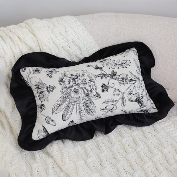 SOGA 2X 30x50cm Chic Botanical Bliss Black & White Lumbar Pillowcase