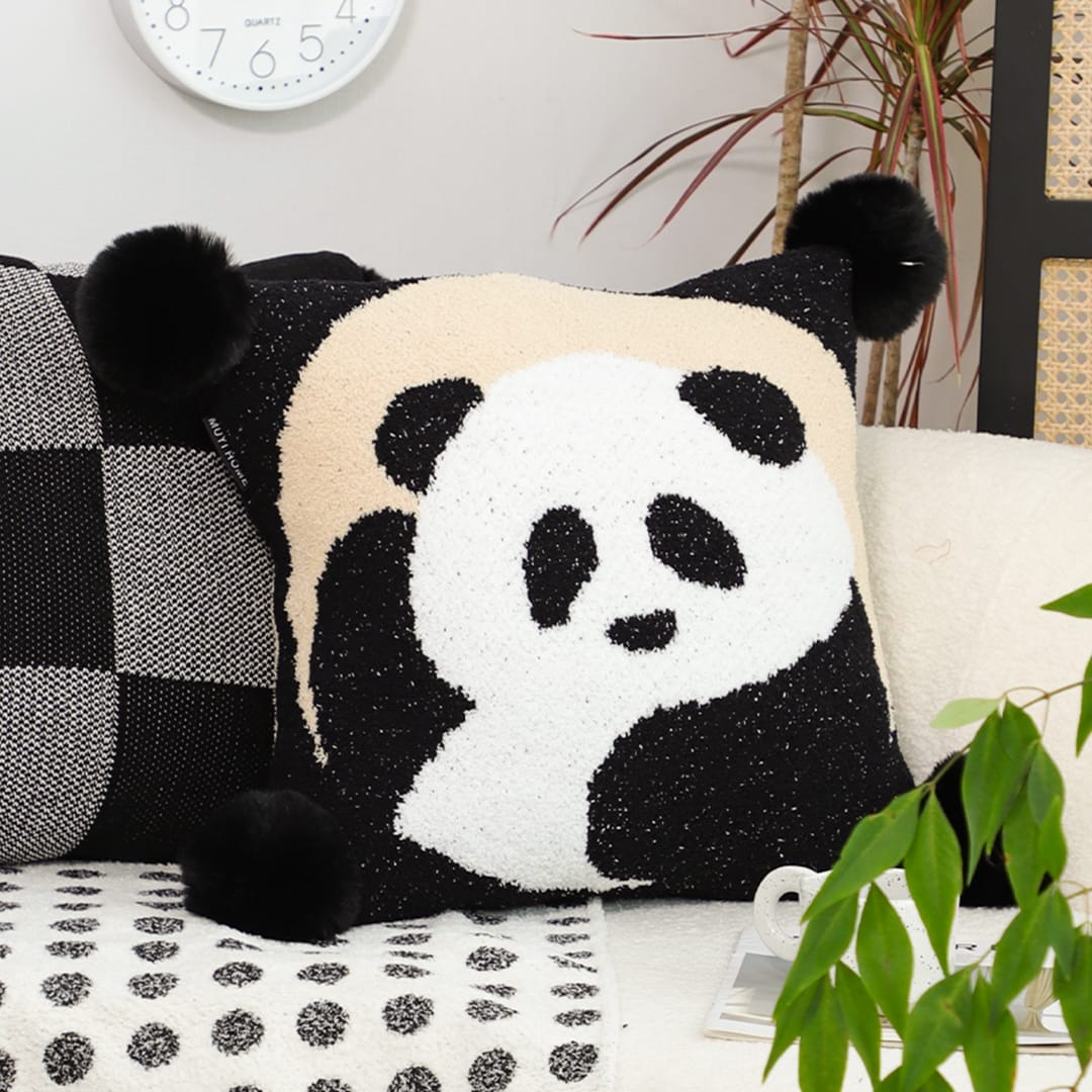 SOGA 2X 45cm Panda Pom-Pom Decorative Pillowcase - Image 4