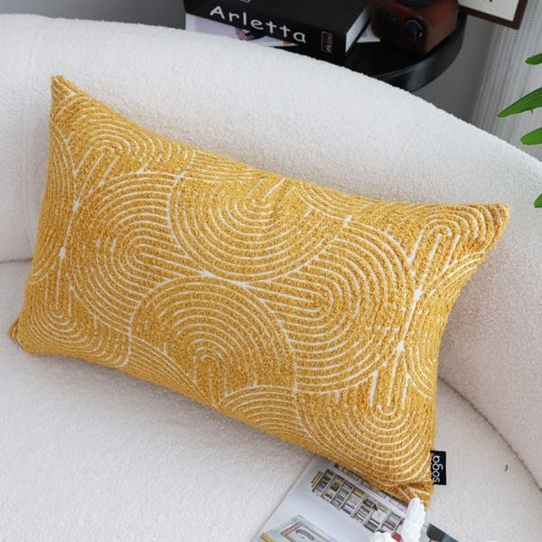 SOGA 2X 30x50cm Mustard Yellow Geometric Lumbar Pillowcase for Home Decor - Image 4