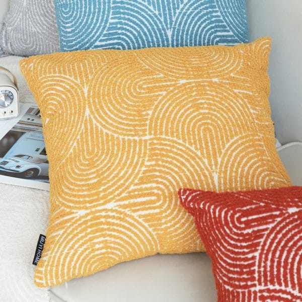 SOGA 2X 45cm Mustard Yellow Geometric Pillowcase - Image 4