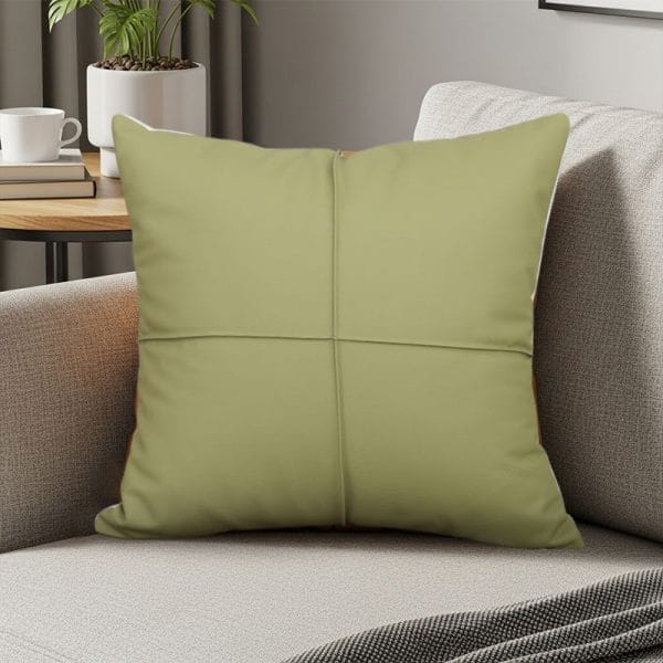 SOGA 2X 45cm Luxurious Olive Green Faux Leather Pillowcase - Image 4