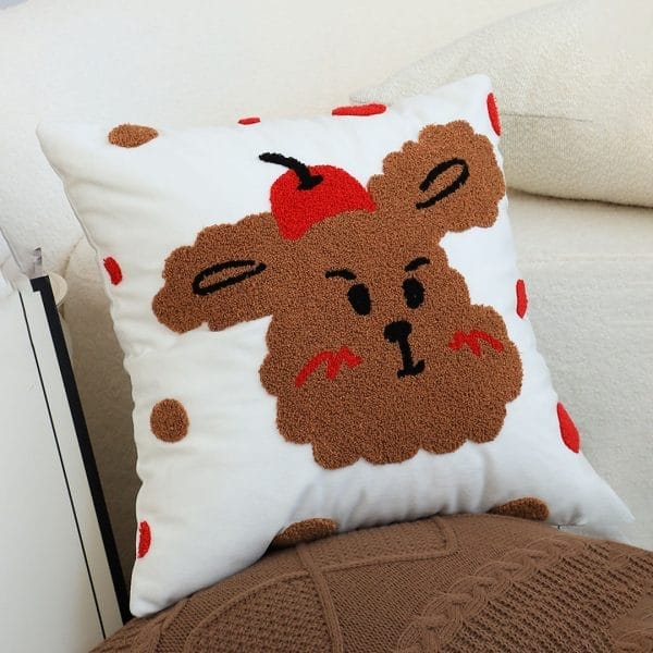 SOGA 2X 45cm Sweet Cherry Bear Hug Decorative Pillowcase - Image 4