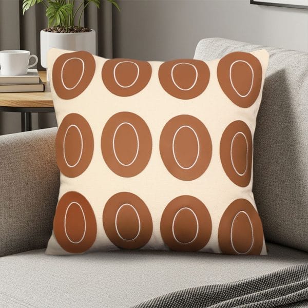 SOGA 2X 45cm Modern Cream Brown Oval Pattern Textured Pillowcase - Image 4