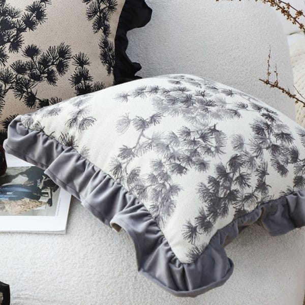 SOGA 2X 45cm Gray Floral with Ruffle Trim - Image 4