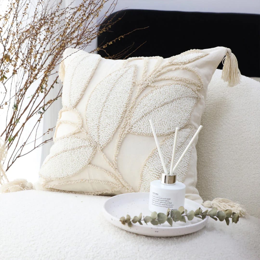 SOGA 2X 45cm Luxe Cream Quilted Pillow Cover with Tassels - Image 4