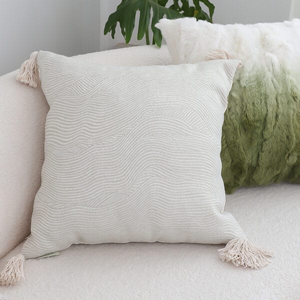 SOGA 2X 45cm Minimalist Cream Tassel Pillowcase with tassels - Image 4