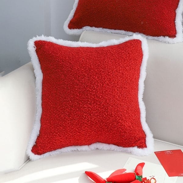 SOGA 2X 45cm Plush Crimson Red Square Pillow Cover - Image 4