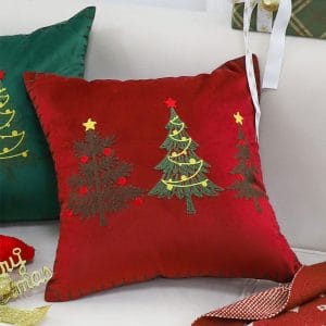 SOGA 2X 45cm Christmas Tree Trio Pillowcase (Red)