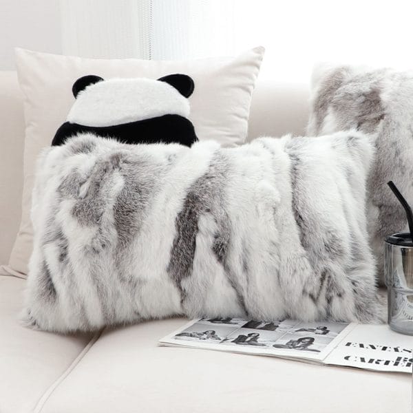 SOGA 2X 30x50cm Luxury Faux Fur Pillowcase (Gray/White)