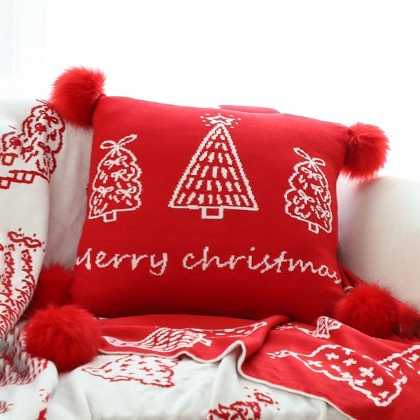 SOGA 2X 45cm Whimsical Red Christmas Tree Pillowcase - Image 4