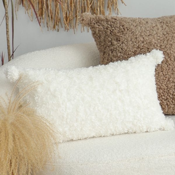 SOGA 2X 30x50cm Ivory Sherpa Lumbar Pillow with Tassel Details - Image 4