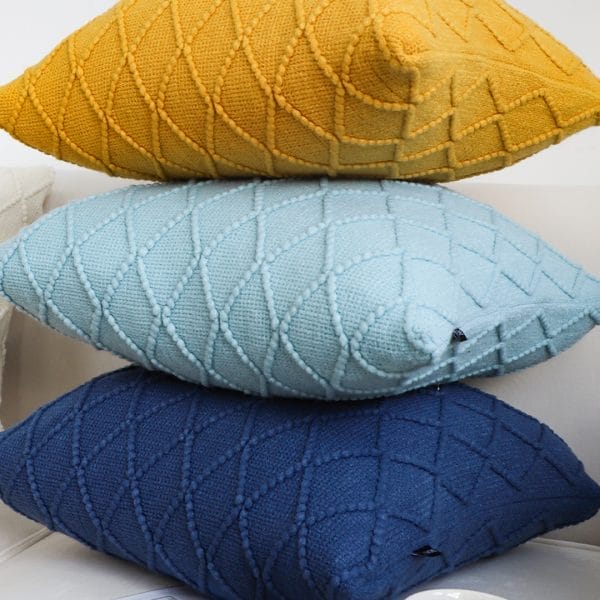 SOGA 2X 45cm Navy Blue Diamond Knit Pillowcase - Image 4