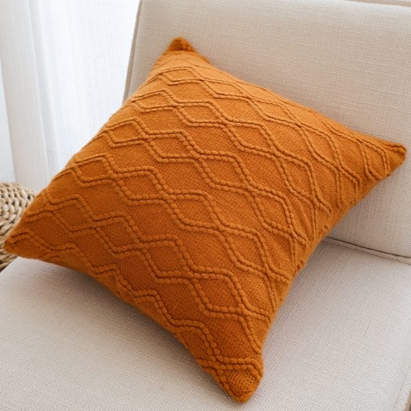 SOGA 2X 45cm Burnt Orange Diamond Knit Pillowcase - Image 4