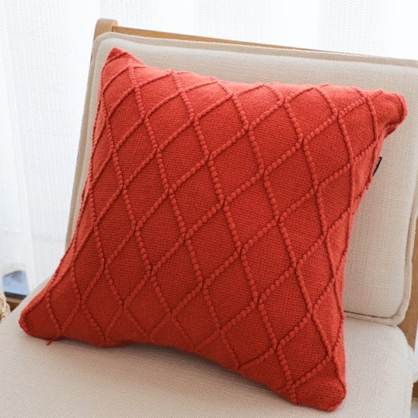 SOGA 2X 45cm Classic Red Diamond Knit Pillowcase - Image 4