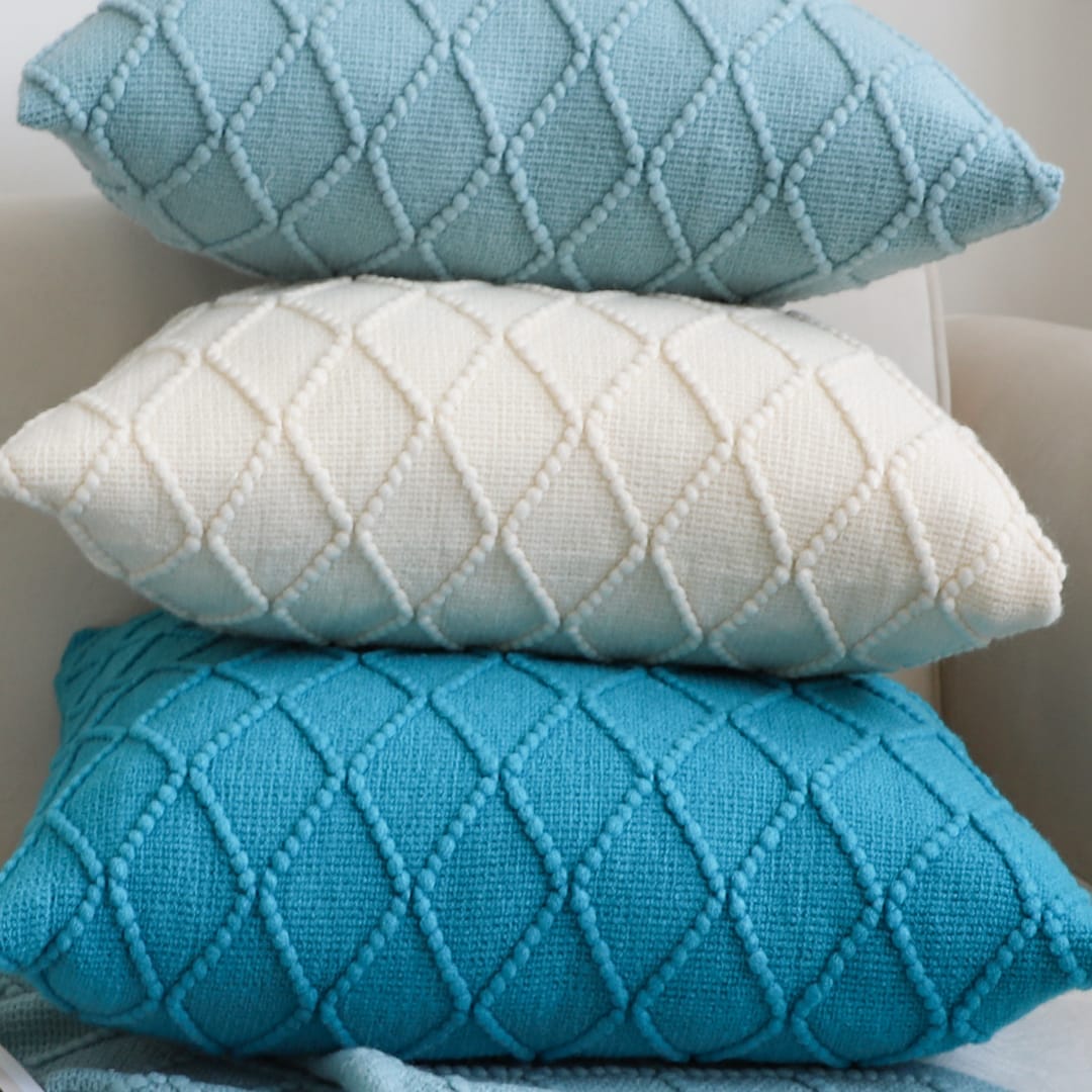 SOGA 2X 45cm Turquoise Diamond Knit Pillowcase - Image 4