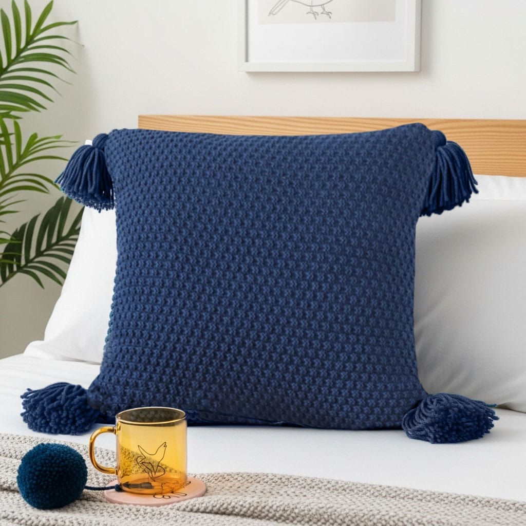 SOGA 2X 50cm Chunky Knit Pillowcase (Navy Blue) - Image 4