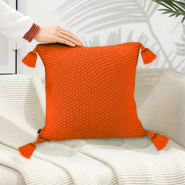 SOGA 2X 50cm Chunky Knit Pillowcase (Coral Orange) - Image 4
