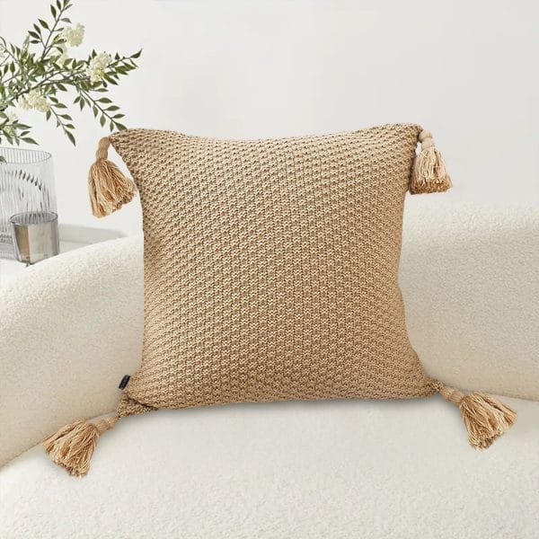 SOGA 2X 50cm Chunky Knit Pillowcase (Warm Beige) - Image 4