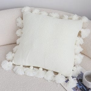 SOGA 2X 45cm Textured Pillowcase with Pom-Pom Trim (Pure White)