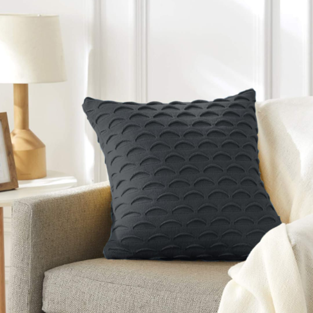 SOGA 2X 45cm Scalloped Wave Pillowcase (Charcoal Gray)