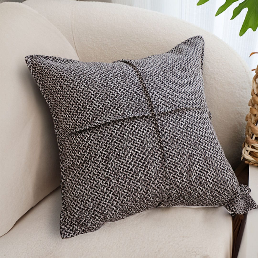 SOGA 2X 45cm UrbanWeave Charcoal Tweed Pillowcase - Image 4