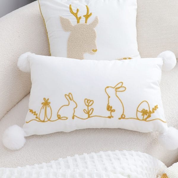 SOGA 2X 30x50cm Whimsical Bunny Embroidered Pillowcase - Image 4