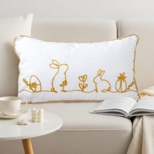 SOGA 2X 30x50cm Elegant White Easter Embroidered Pillowcases