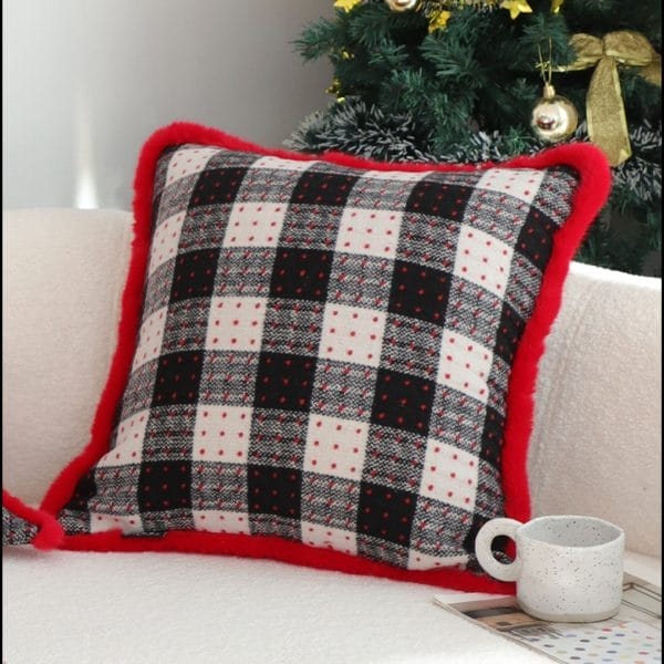 SOGA 2X 45cm CozyFest Square Buffalo Plaid Fleece Pillowcase - Image 4
