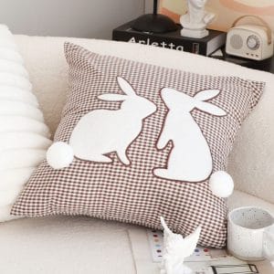 SOGA 2X 45cm Brown Gingham Bunny Pillowcase