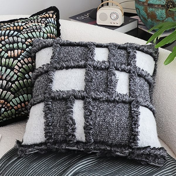SOGA 2X 45cm Luxurious Faux Fur Textured Checkered Pillowcase - Image 4