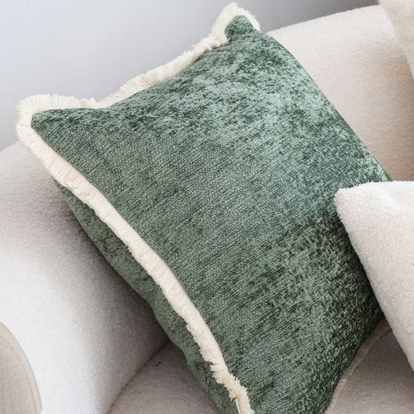 SOGA 2X 45cm Emerald Green Chenille Pillowcases with Fringed Edge - Image 4